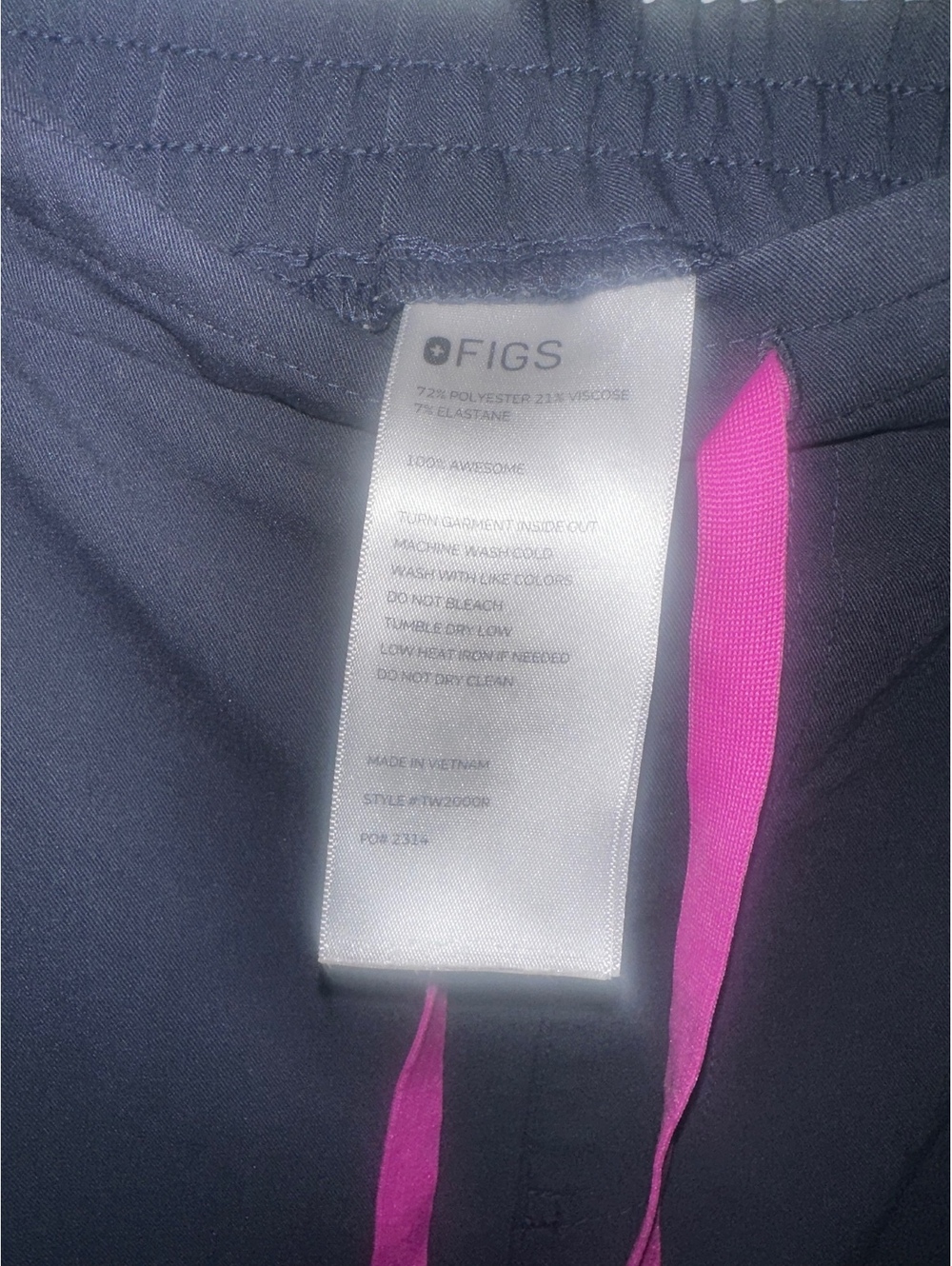 FIGS gray Scrub Pants with Pink Drawstring